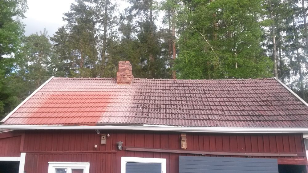 Tiilikaton 3 vaihetta, likainen pesty maalattu